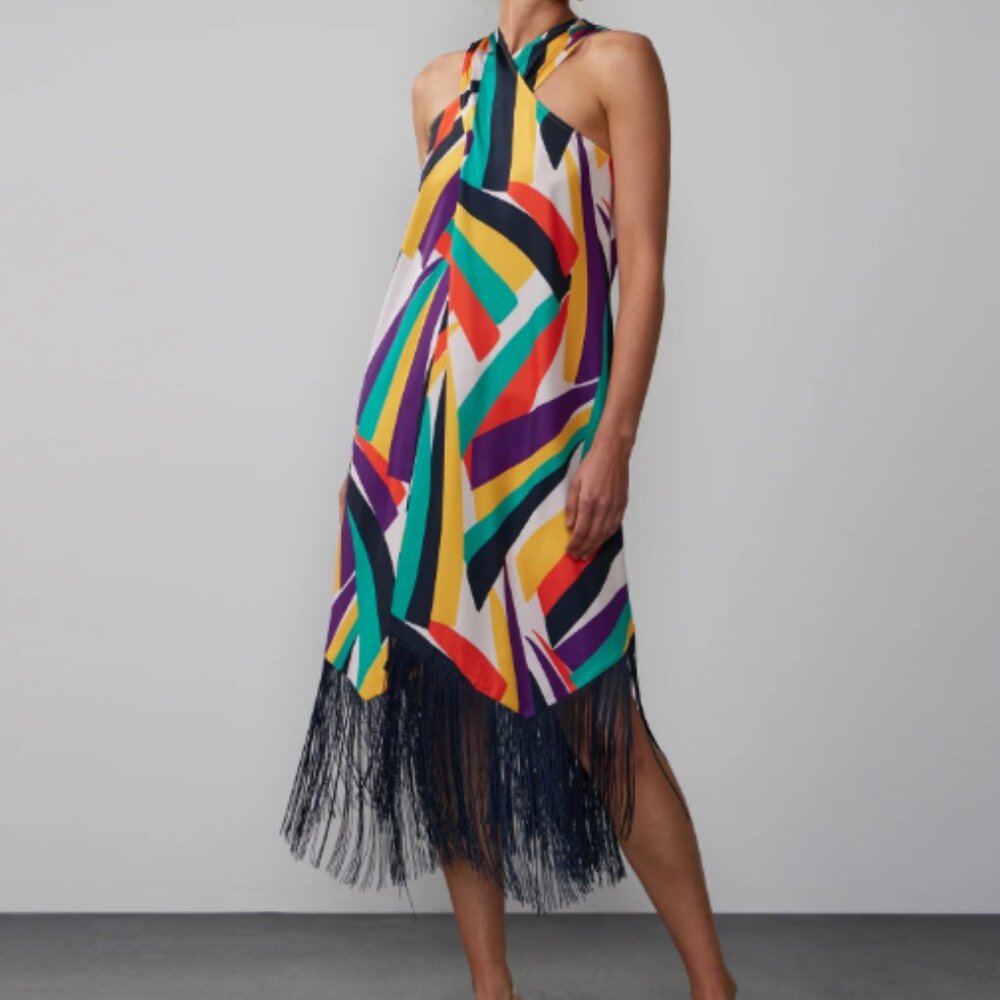 NY&Co Fringe Hem Halter Dress - NWT Size M